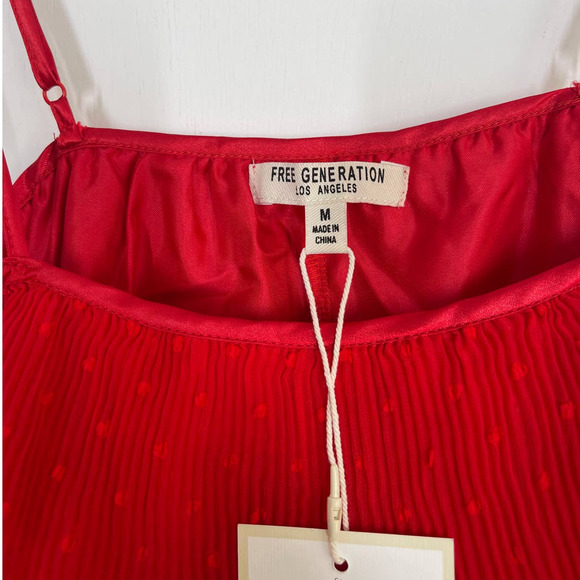 Free Generation Women's Long Sheer Pleated Cocktail Red Maxi Dress Medium NWT - Picture 8 of 10